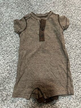 GAP Brown Short-Sleeve Henley One-Piece